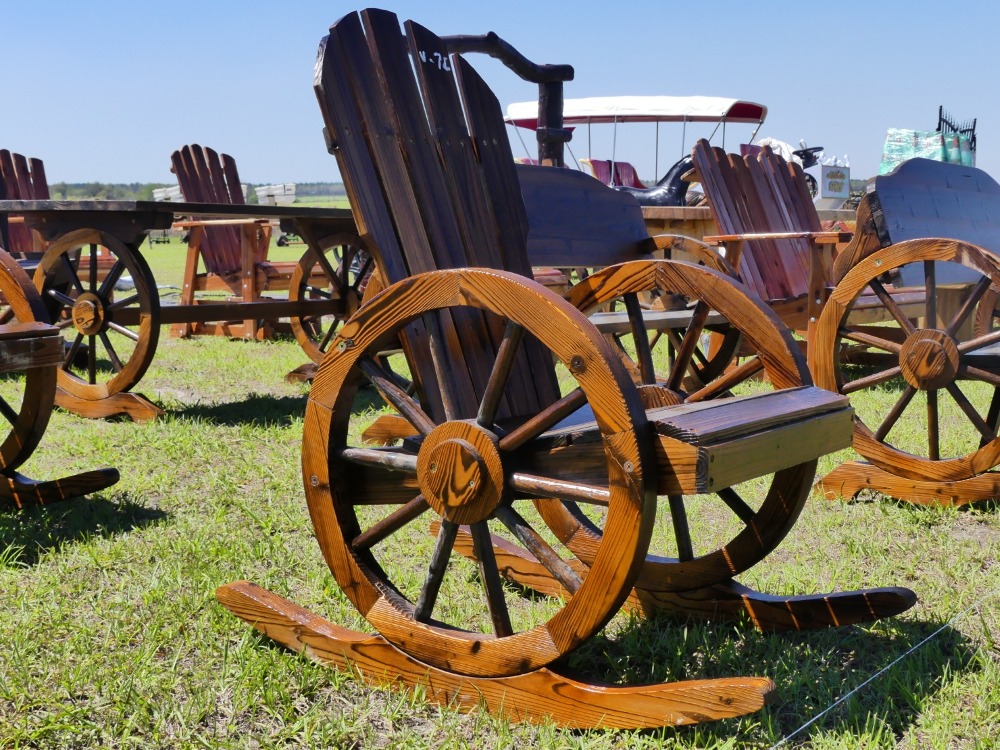 Wood Wagon Wheel Rocking Chair | DeMott Auction